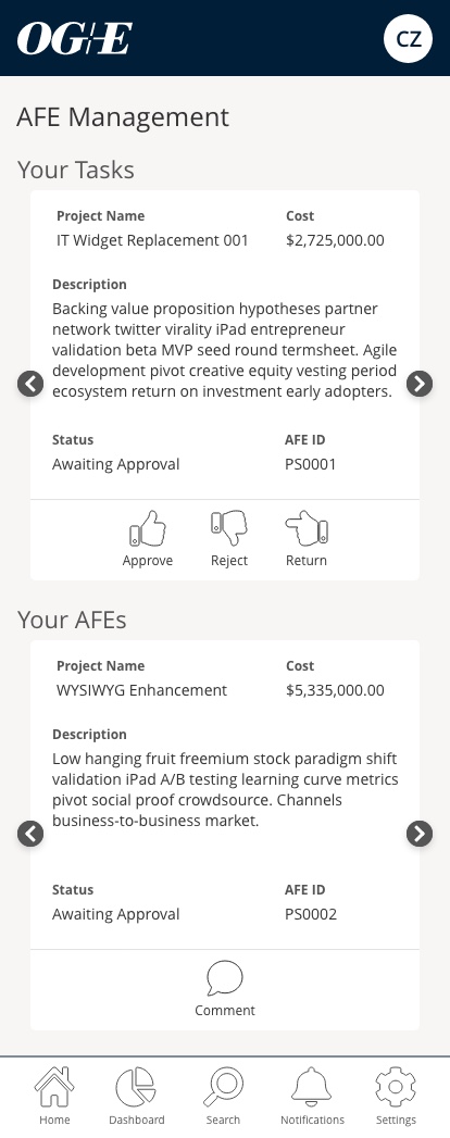 OGE AFE design mockup version B.